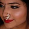 Gold Plated Traditional American Diamond Nose Ring for Women  AJA-1002