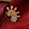 Gold Toned Red stone Studded Marathi Nath Nosepin  AJA-1007 - Image 2