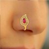 Goldplated Faux Ruby Nosepin Noseclip Nath Women  AJA-1008